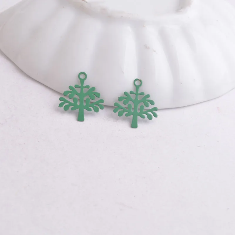 100 Stück AC9063 8mm*10mm Baum-Anhänger Artikel für DIY-Ohrringe Schmuckherstellung – Detail 9