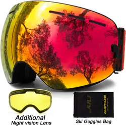 Gafas de esquí de doble lente, gafas de Snowboard, protección UV antivaho, esquí de moto de nieve Unisex, patinaje con visión nocturna, lentes de esquí
