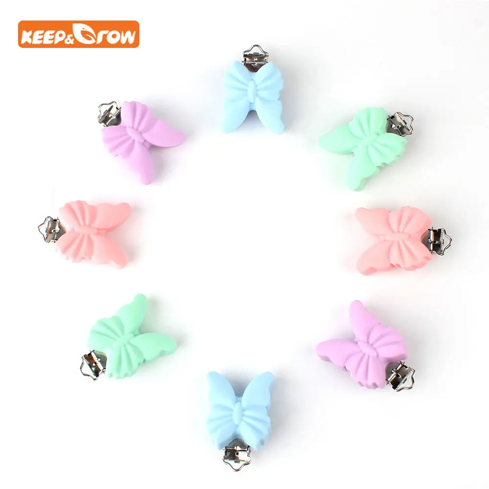 

3Pcs Butterfly Baby Teether Pacifier Clip Holder Baby Dummy Soother Toddler Teether Chain DIY Necklace Accessories Dummy Clips