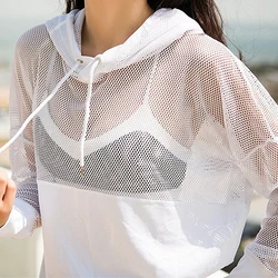 Mesh Yoga Top Sport Shirt Fitness Women Summer Hoodie Long Sleeve Sport Coat Workout Gym Cloth Wear Running Jacket Sportswear