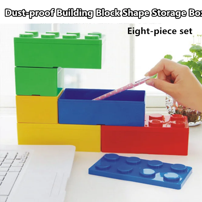 

1 set 8pcs Creative Storage Box Building Block Shaped Plastic Saving Space Box Super Imposed Desktop Handy Office House Keeping