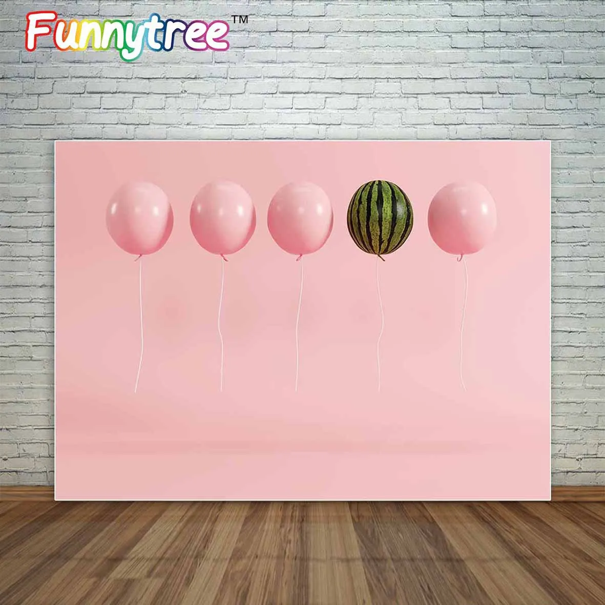 Allenjoy pink balloons and watermelon on pastel pink background fun interesting backdrop for kids newborn photography for studio