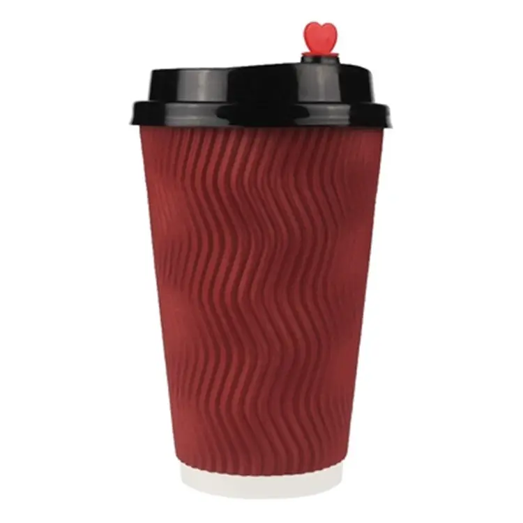 

500pcs Disposable coffee milk tea cups thickening insulation anti-scalding corrugated double-layer paper cups customized