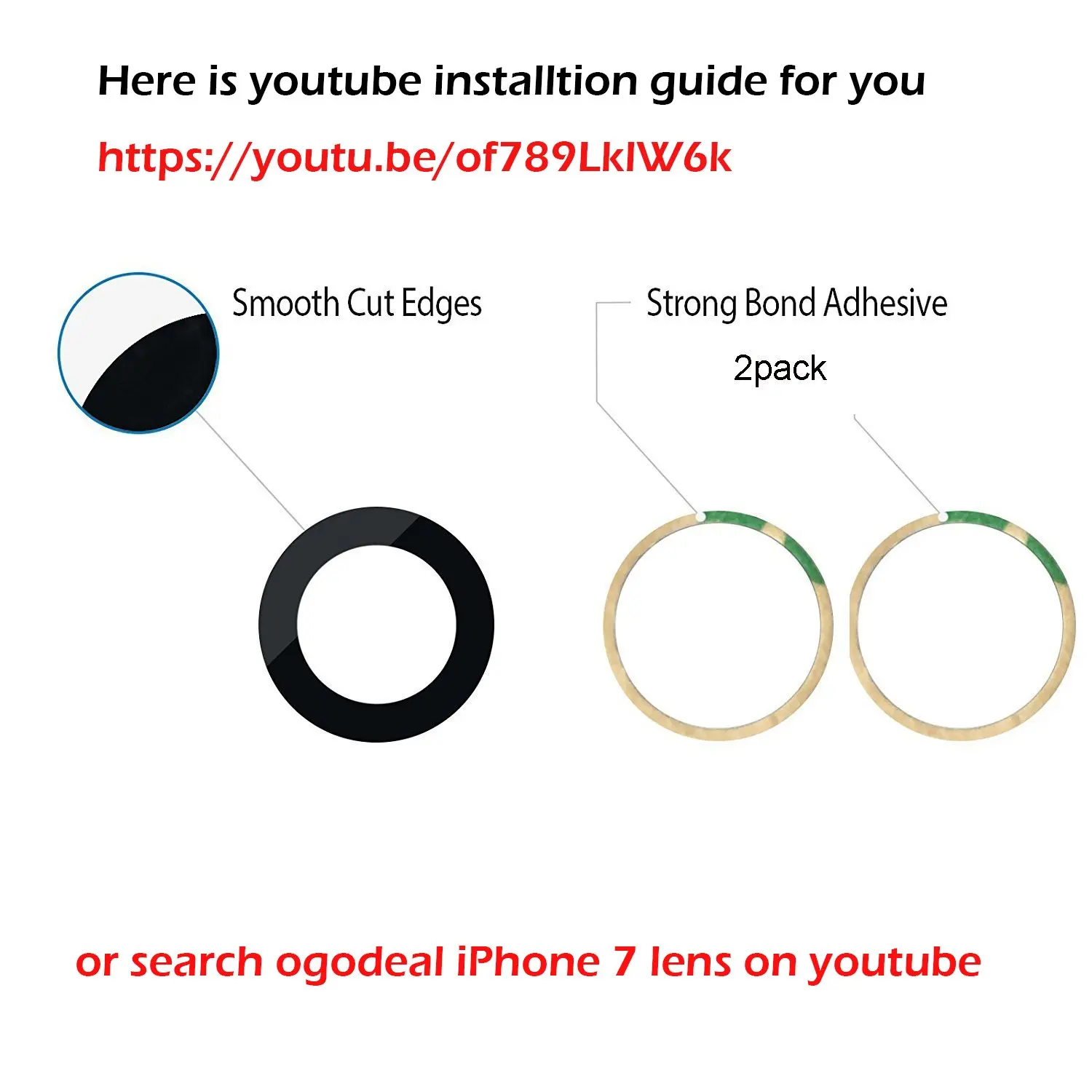 OEM Back Rear Camera Glass Lens Cover Replacement Compatible for iPhone 8 and iPhone 7 Original with Adhesive and Repair Tools