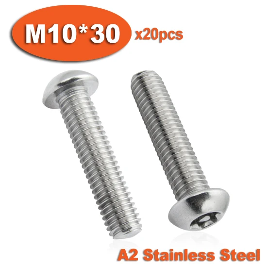

20pcs ISO7380 M10 x 30 A2 Stainless Steel Torx Button Head Tamper Proof Security Screw Screws
