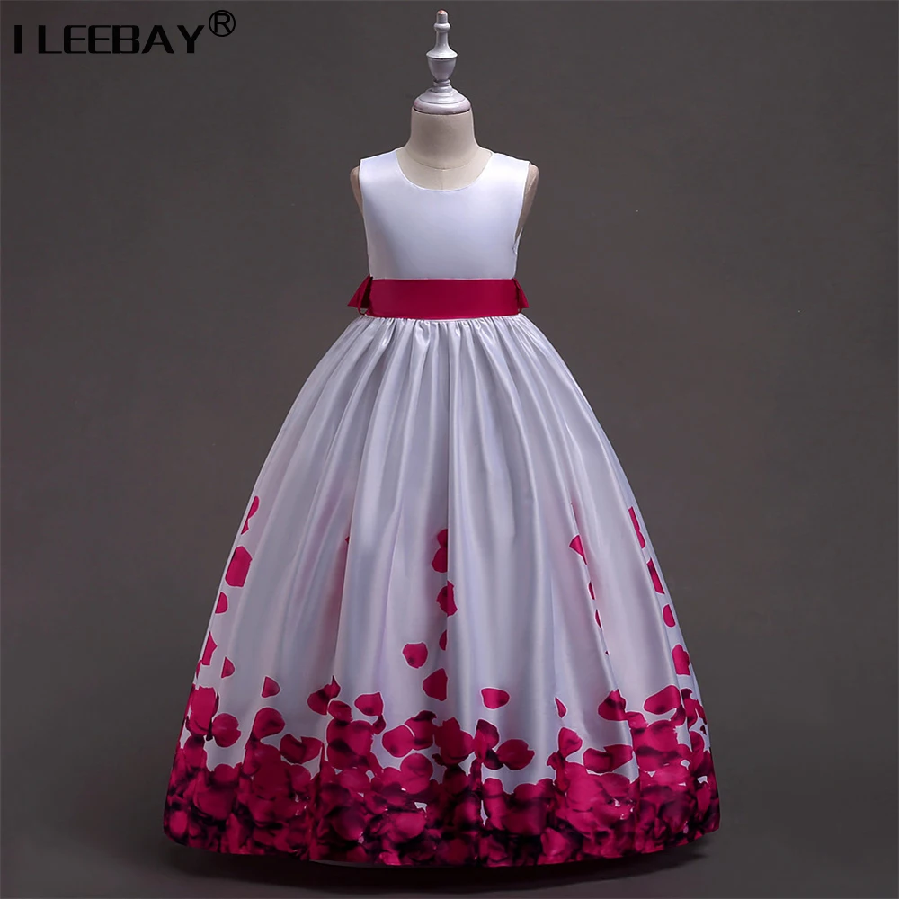 Children Elegant Wedding Costume for Girls Embroidery Princess Ball Gown Big Girls Bow Sleeveless Robe Fille Children Vestidos