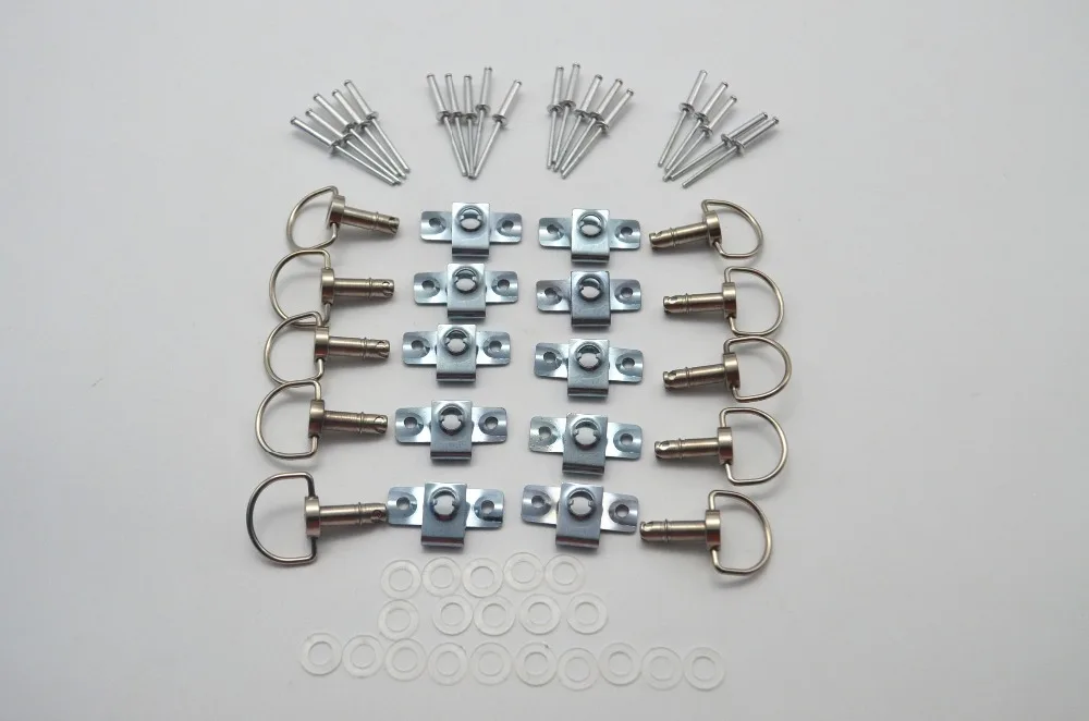 10 Sets Motorcycle Quick Release D-RING 1/4 Turn Race Fairing Fasteners Rivet 17mm