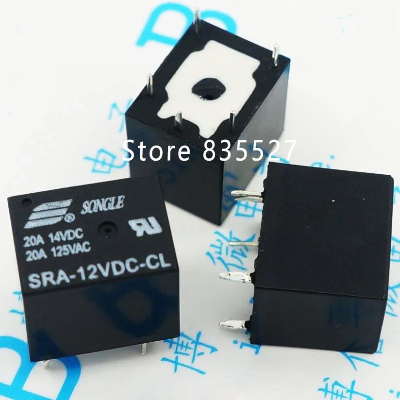 Black 12V 5pin SRA-12VDC-CL T74 20A relay SONGLE