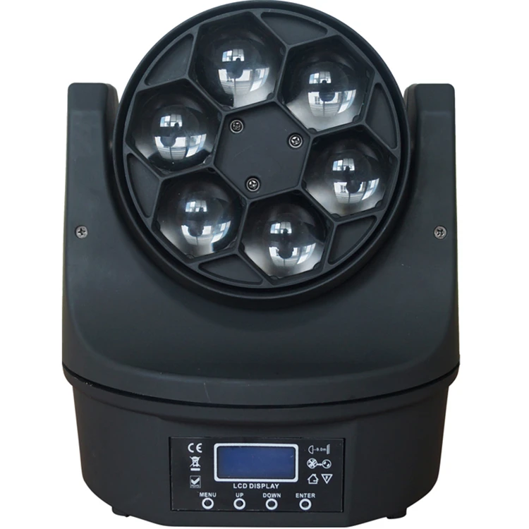 New 6*15W RGBW 4 In 1 LED Mini Bee Eye Beam Light DMX512 Wash Moving Head Light DJ Disco Fest Home Show Bar Stage Party Lights