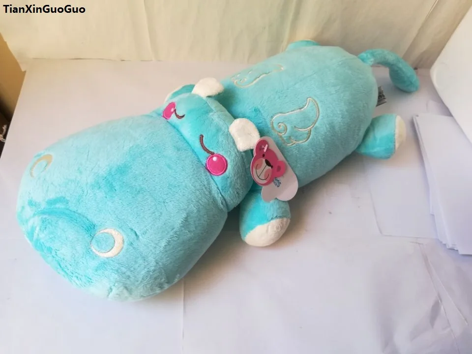 ippopotamo del fumetto circa 45 cm adorabile ippopotamo blu peluche morbido cuscino regalo di compleanno w2770