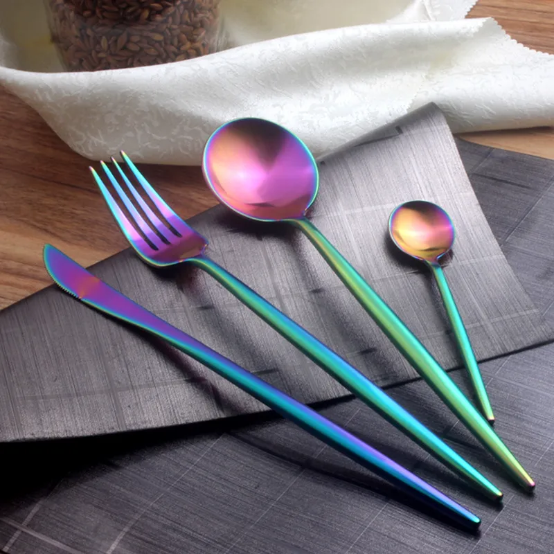 Rainbow Portugal Cutlery Set, Coffee Scoop, Main Fork, Steak Knife, Round Scoop, Western Food Full Set, Christmas Dinner Tool