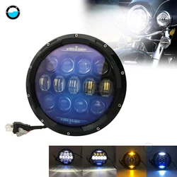 Motobike headlight 1 Piece 130W 7inch Round LED Headlights Amber Turn Signal/DRL for motorcycle Street Glide Softail FLHX FLD.