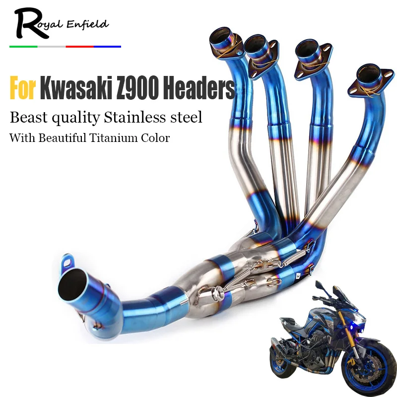 Z900 Slip-on Motorcycle Exhaust Muffler Headers Front Tube Stainless Steel Down Pipe Elbow for Kawasaki Z900 2017 2018