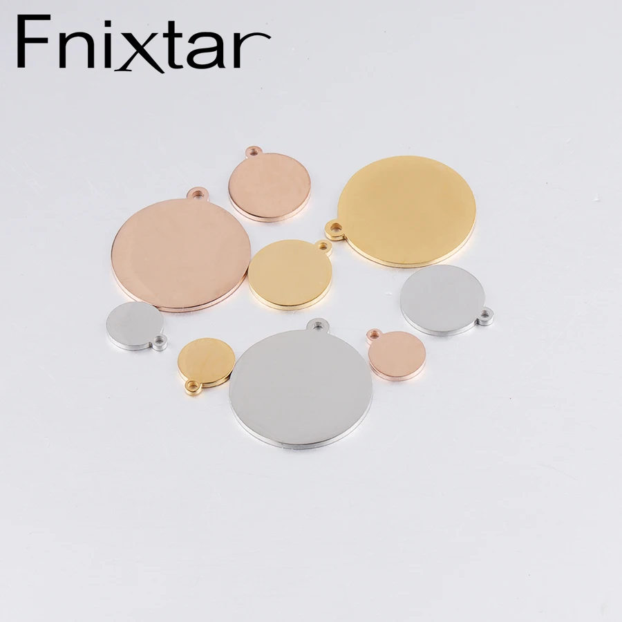 Fnixtar 20Pcs 10/15/20/25mm Stainless Steel Round Blank Stamping Plated Discs Mirror Polish Charms For DIY Custom Making Jewelry