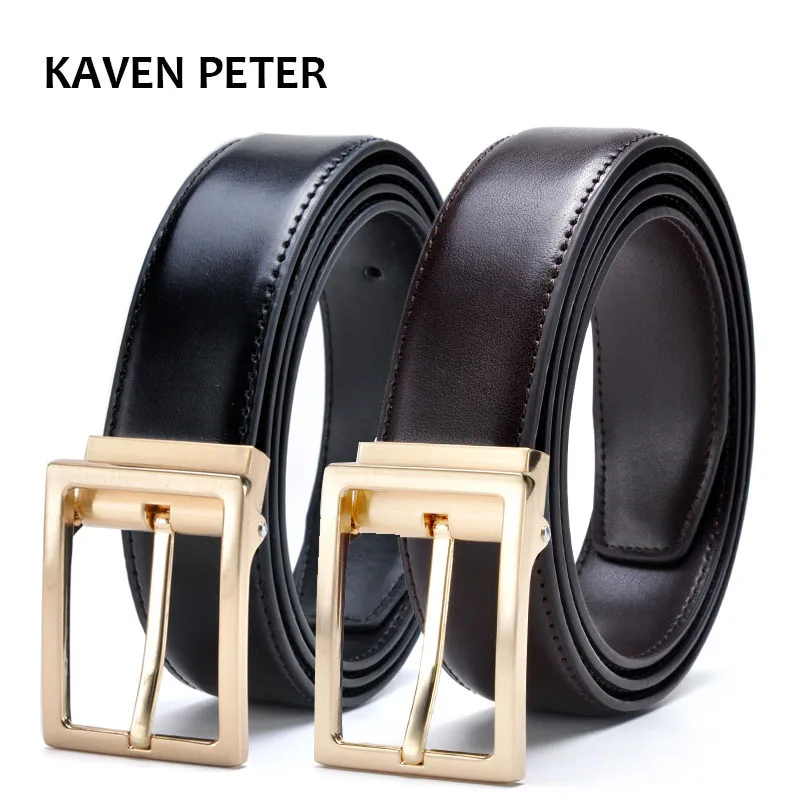 Men Belts Gold Metal Genuine Leather Mens Luxury Strap Male Belt Formal Men's Trousers Belt Cintos Masculinos Ceinture Homme