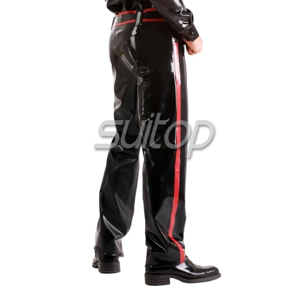 MEN\'S Latex Rubber garment latex trousers with belt