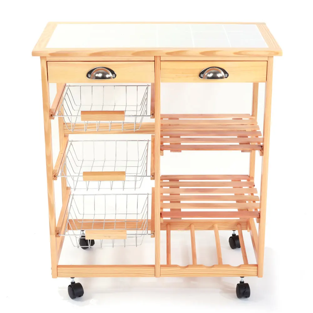 Carro de cocina y comedor, estante de almacenamiento extraíble de 2 cajones con ruedas rodantes, estante de organización, Stock en EE. UU.