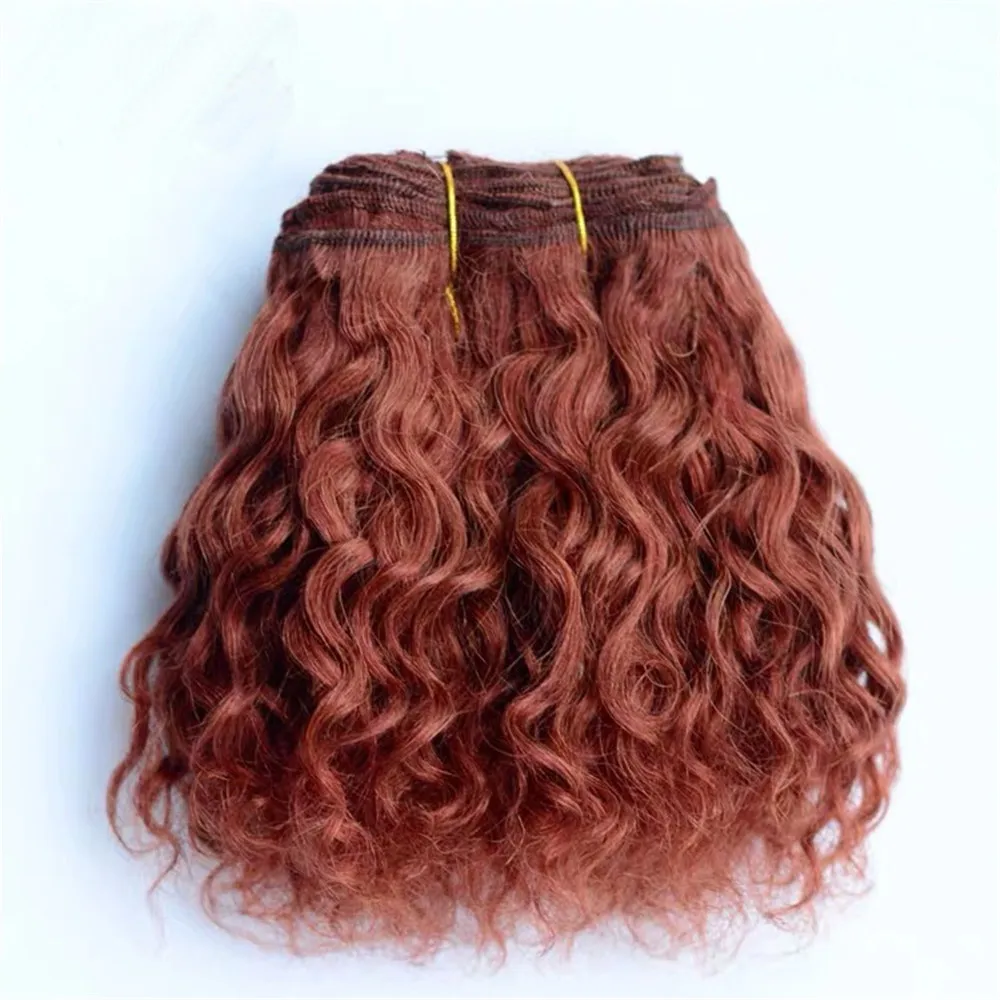 Wol Hair Extensions 15 cm Haar Inslagen Oranje Kaki Roze Bruin Krullend Pop Haar Pruiken voor BJD/SD DIY Handgemaakte Pop Pruiken