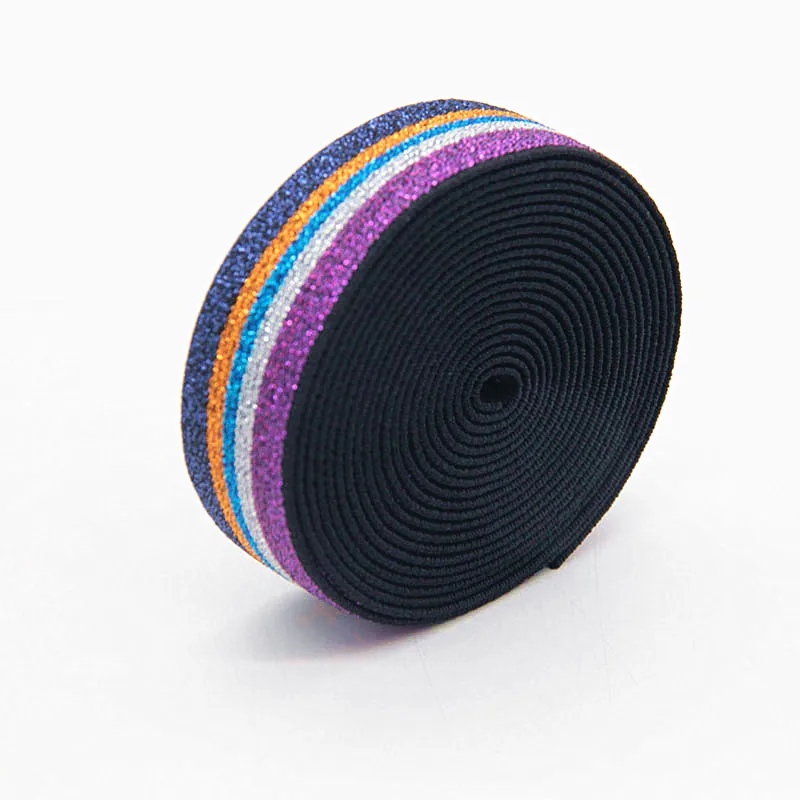 Rainbow Hot Stamping Elastic Bands 2.5cm Rubber Ribbon 25mm Spandex Band Kids Hair Headband Dress Lace Sewing Accessories 1M