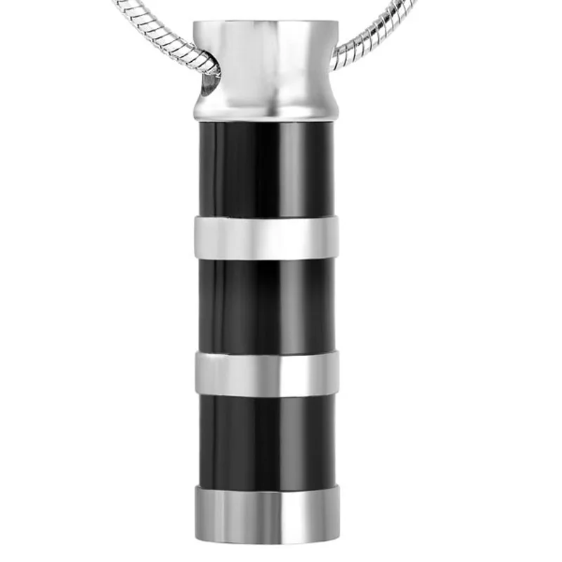 

IJD2163 2017 New Arrive Black 316L Stainless Steel Cylinder Cremation Pendant Ashes Holder Keepsake Memorial Urn Jewelry for Men