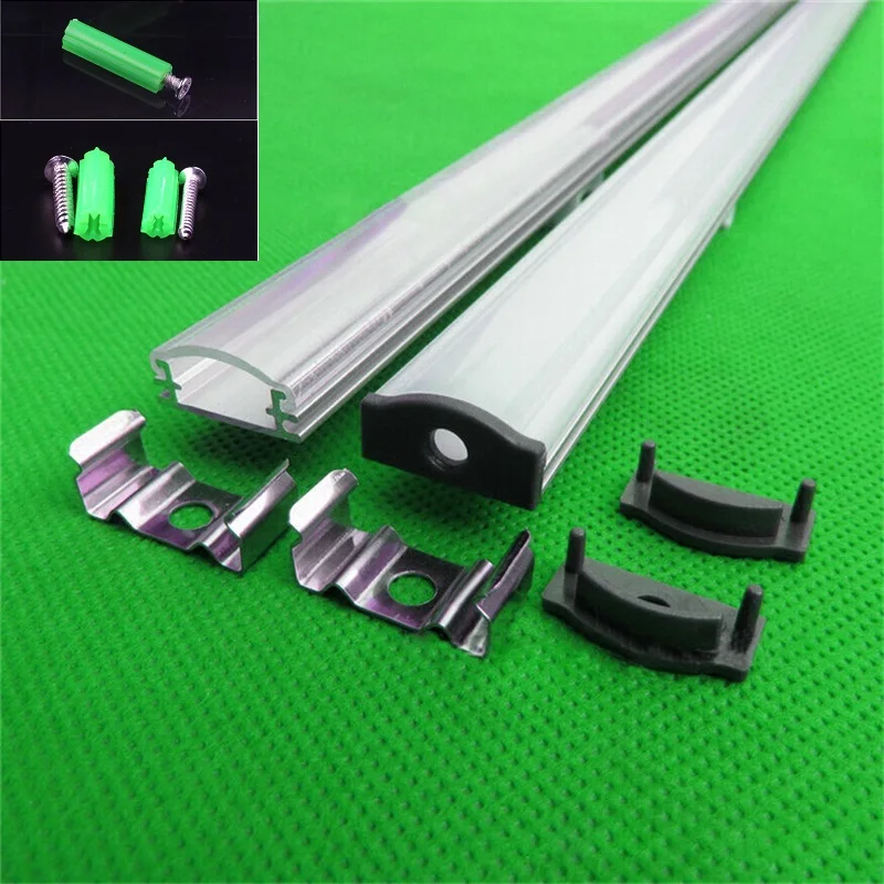 10x1m Aluminum Profile For Strip Milky Transparent Cover For 12mm 5630 Pcb With Fittings Ultra Slim LED Rigid Bar Housing