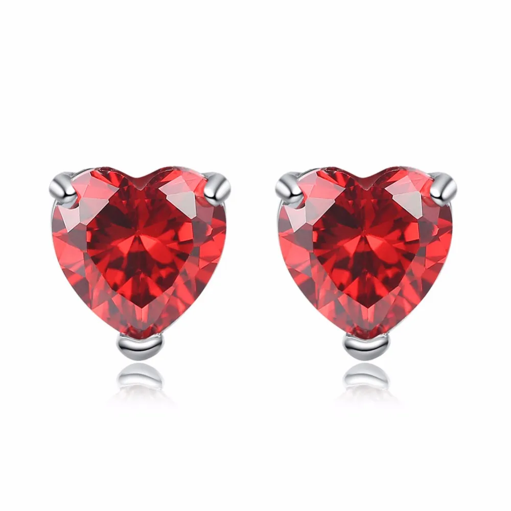 Di modo d\'argento del cuore di colore bianco rosso viola AAA zircone della vite prigioniera orecchini regalo di San Valentino gioielli per le donne