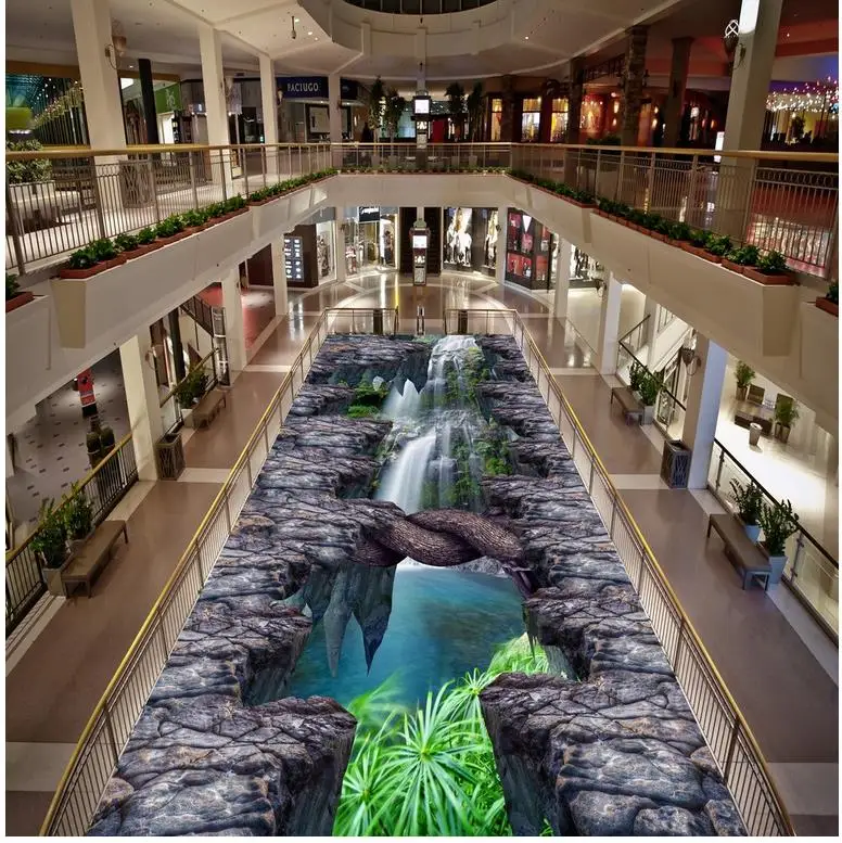 

Modern Floor painting Cliff scenic waterfall Mural-3d PVC Wallpaper Self-adhesive Floor Wallpaper-3d