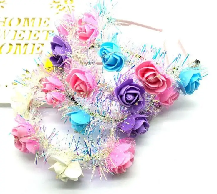 

Glow wreath flower headband adults light up LED headbands Christmas Halloween party luminous flashing hairband Hot GIFT