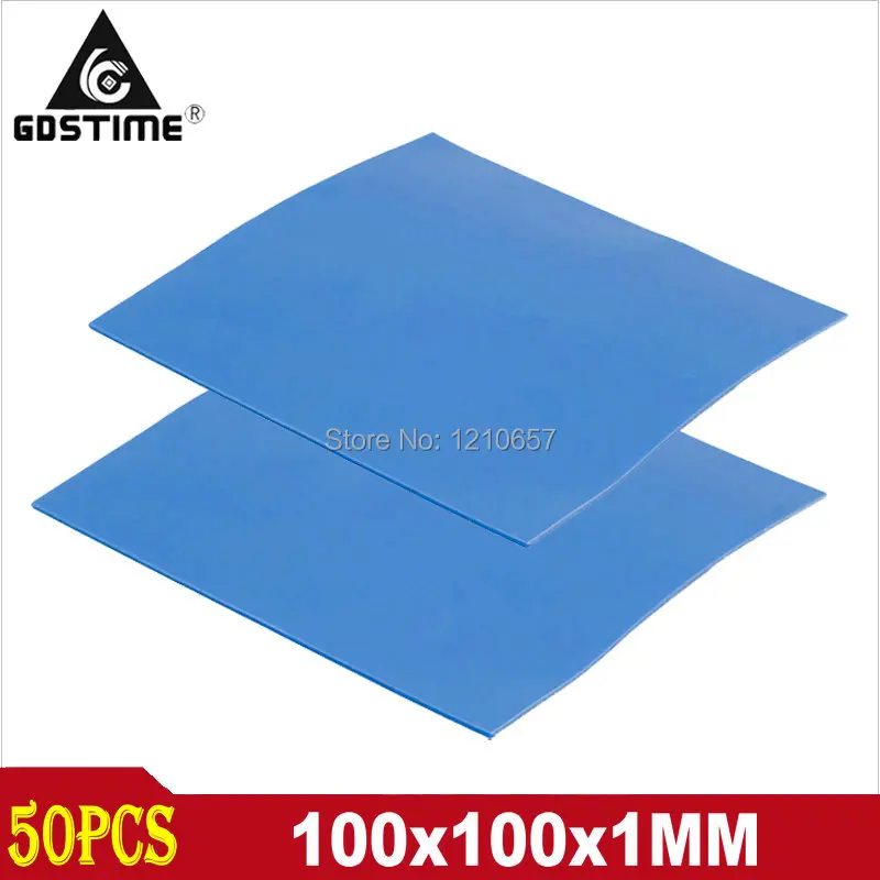 

50pcs Lot Bule 100mm x 100mm x 1mm 1mm Computer GPU CPU VGA Conductive Silicone Thermal Pad