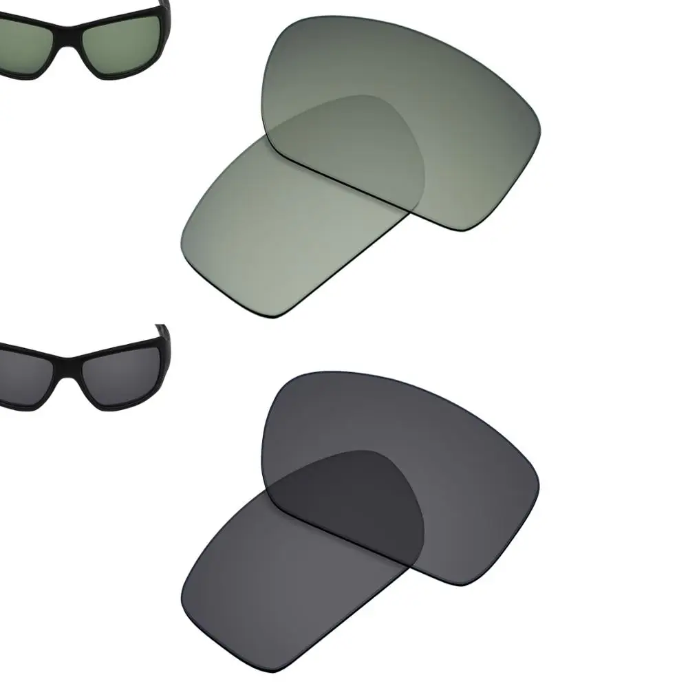 

SmartVLT 2 Pairs Polarized Sunglasses Replacement Lenses for Oakley Big Taco-Grey Green and Solid Black