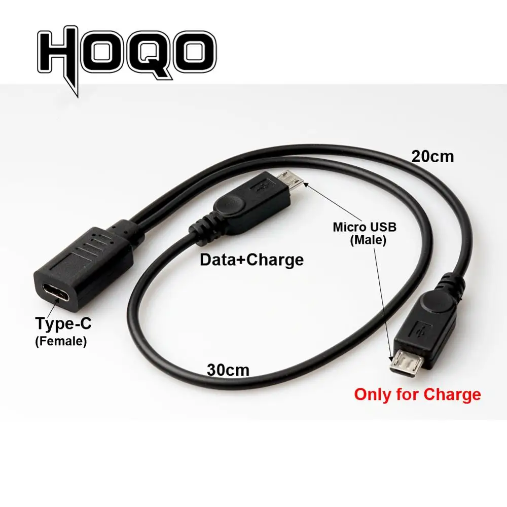 USB-C Y cable USB Type-c Female Connector to Dual Micro usb Male usbc 2.0 Splitter 1 Female to 2 Male Data Charge Extension Cord