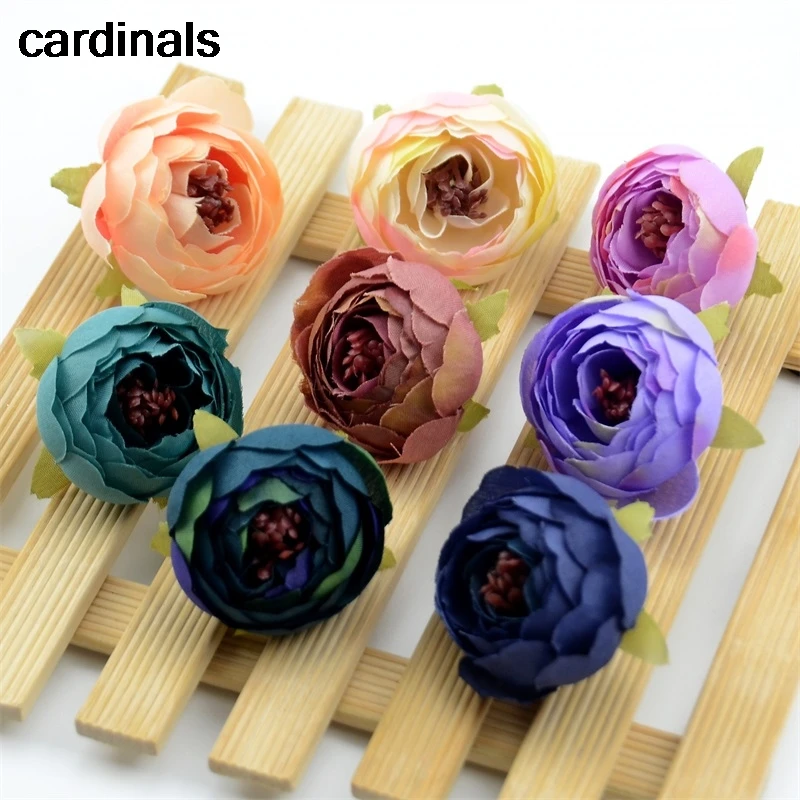 30pcs 3.5cm Mini Artificial Rose Bud Cut Flower Head Wedding Christmas Decoration DIY Sreath Gift Craft Flowers Accessories