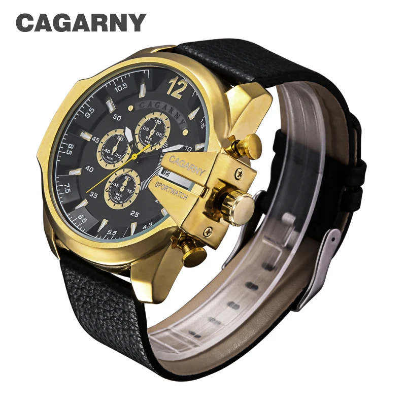 Cagarny Military Watches Men\'s Quartz Watch Men Leather Watchband Sports Wristwatches Relogio Masculino Dourado Reloj Hombre New