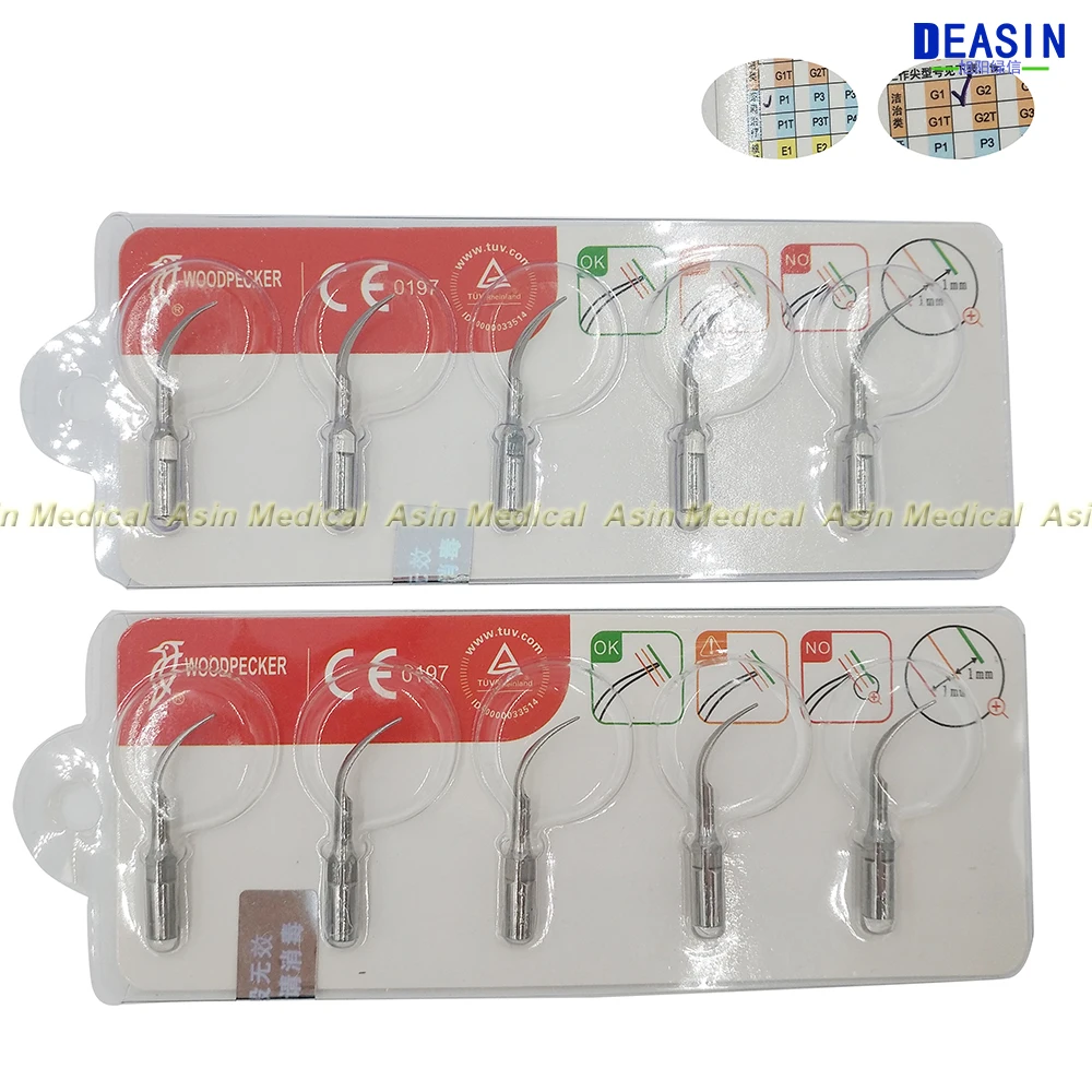 

5 pcs G1 + 5 pcs P1 Dental Scaling Perio Tips for woodpecker EMS Ultrasonic Scaler Handpiece Teeth Whitening DEASIN