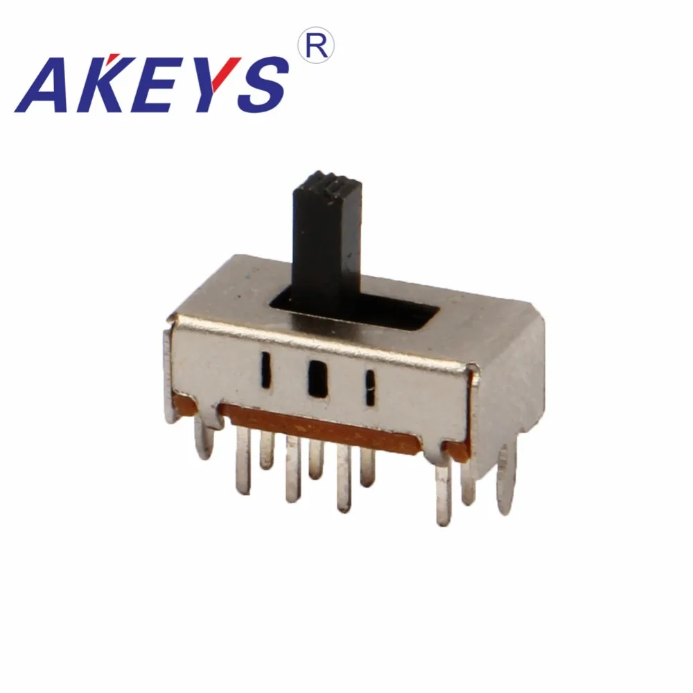 SS-23D06 2P3T Double pole three throw 3 position slide switch 8 solder lug pin verticle type with 2 fixed pin