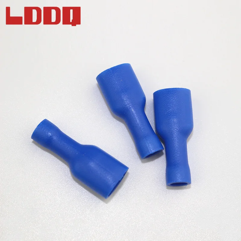 LDDQ 100pcs Female Fully Insulated Spade Crimp Terminal FDFD2-250 16-14AWG Electrical Wire Connector Car Audio Wiring Promotion