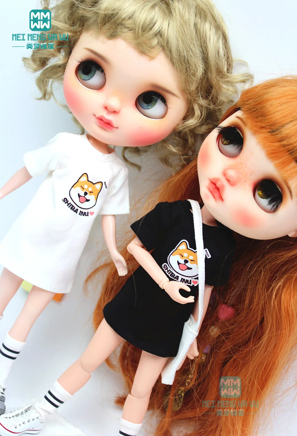 1/6 28-30cm blyth Azone doll clothes Accessories fashion tide dog long T-shirt thread socks