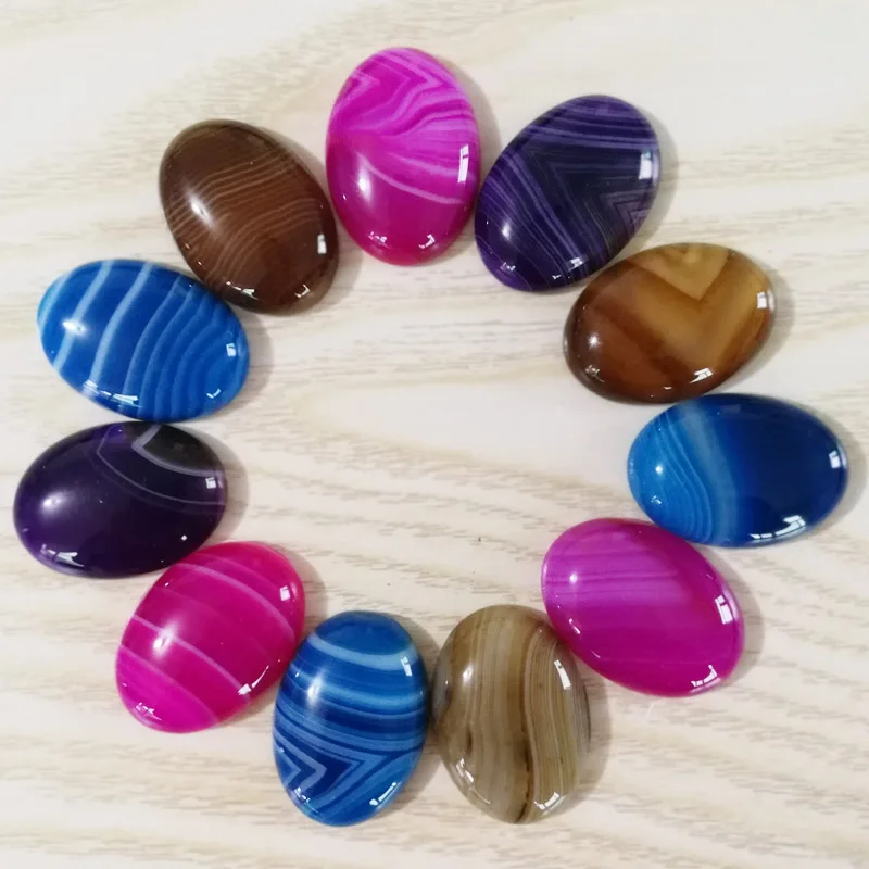 

Fashion mixed Striped onyx natural stone beads for jewelry making charm 25X18MM cab cabochon Ring accessories 12Pc/lot No hole