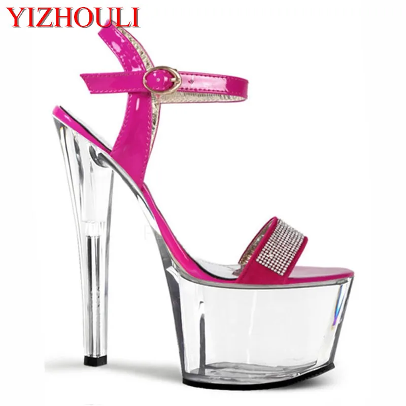 

Direct manufacturers hate day high 17 cm high water table nightclub crystal sandals ultra fine with small size shoes