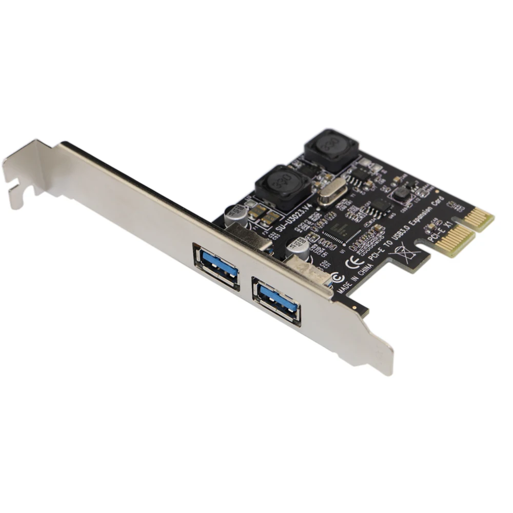 Super Fast 2 Ports USB 3.0 5Gbps PCI Express PCI-E 1X Expansion Card Self-Powered For Desktop PC Windows XP, 7, Vista, 8, 10