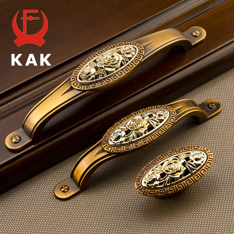 KAK Antique Vintage Wardrobe Door Knobs Zinc Alloy Ceramic Cabinet Handles Drawer Knobs European Style Furniture Handle Hardware