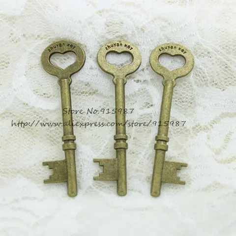 

Sweet Bell 15pcs/lot Lovely Heart Key Pendant Charms Jewelry Findings 17*58mm Vintage Metal Key Pendant D0798