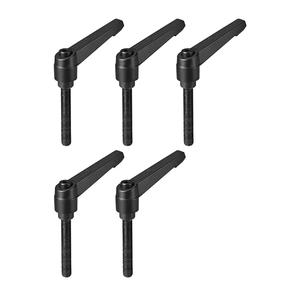 Uxcell New Arrival 5PCS M8 40mm 60mm Matte Black Ratchet Level Adjustable Handle Machinery Tools Lever Clamping Handles Knob