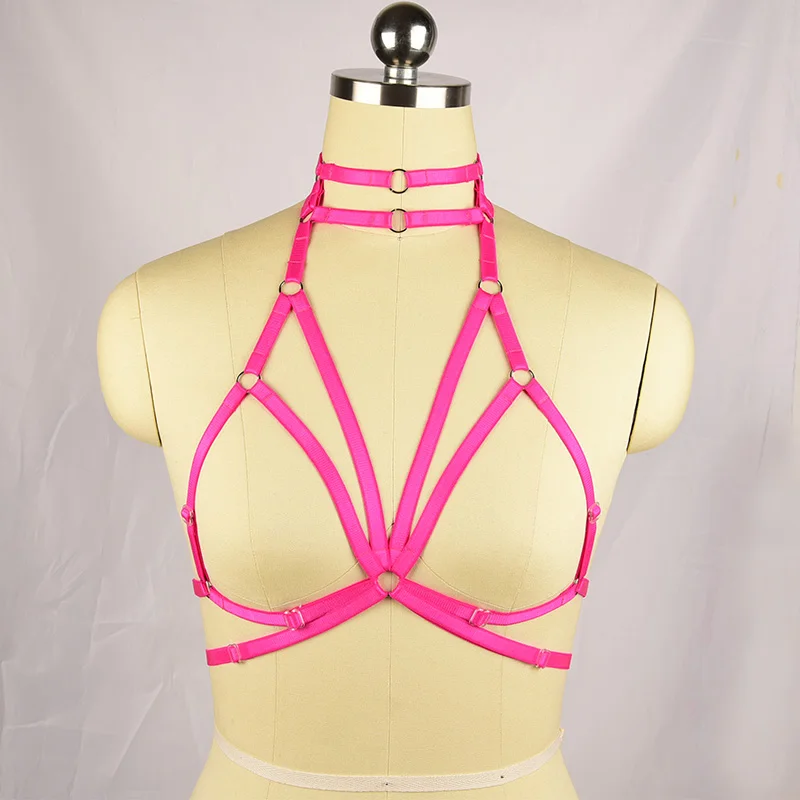 

Colorful chest body harness cage bra burlesque goth fashion cage bra harness sexy burlesque lingerie accessories O0335