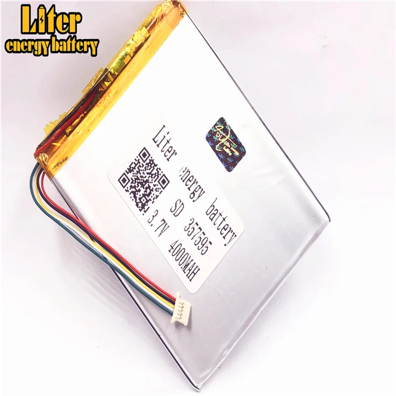 

1.0MM 5pin connector 357595 4000mah 3.7V lithium polymer battery for tablet pc rechargeable battery