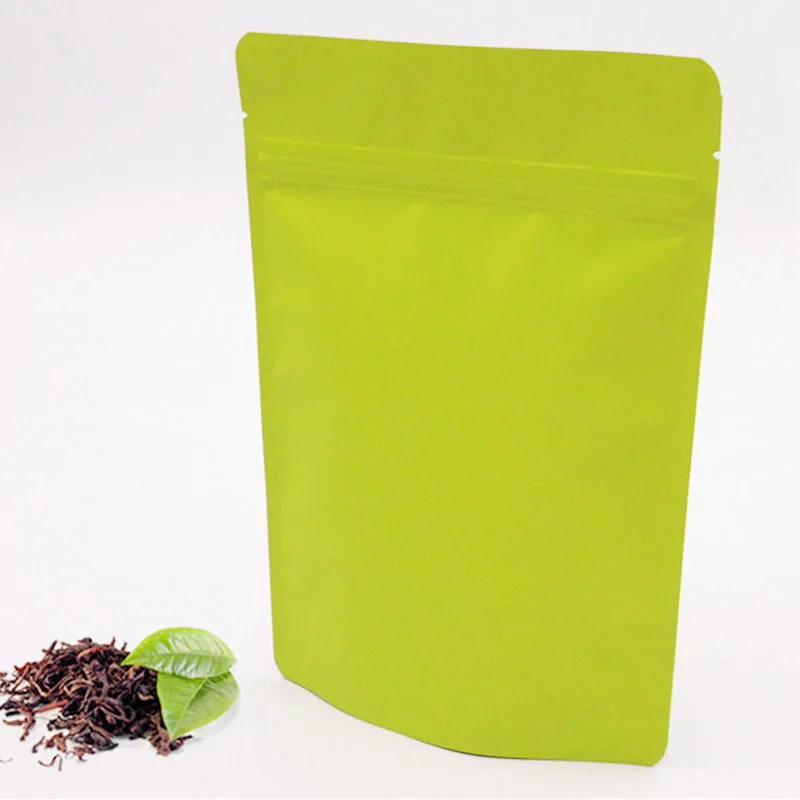 Free shipping! 100pcs 15x23cm Matte Green Aluminum Foil Bag Stand up Ziplock Food Bags, Zipper lock General packing Bag pouches