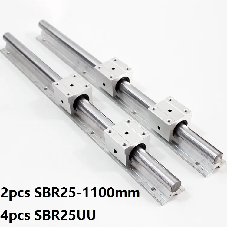 

2pcs SBR25 25mm 1100mm Support Linear Guide Rail + 4pcs SBR25UU Linear Bearing Sliding blocks CNC Router