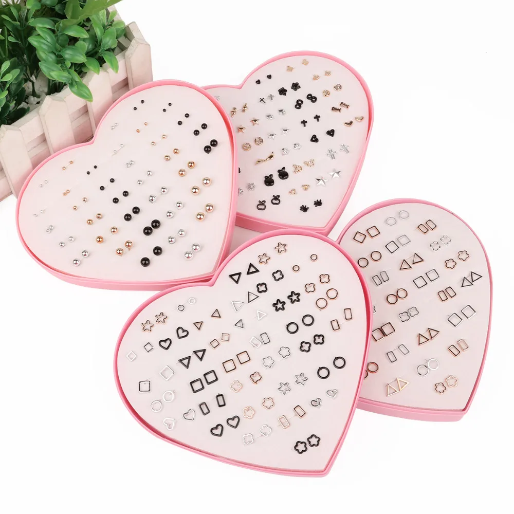 2021 Trend 26Design 36Pairs Mix Mini Flower Clay Earring Stud Sets Fruit Earring Set For Baby Child Heart Box Earrings Jewelry