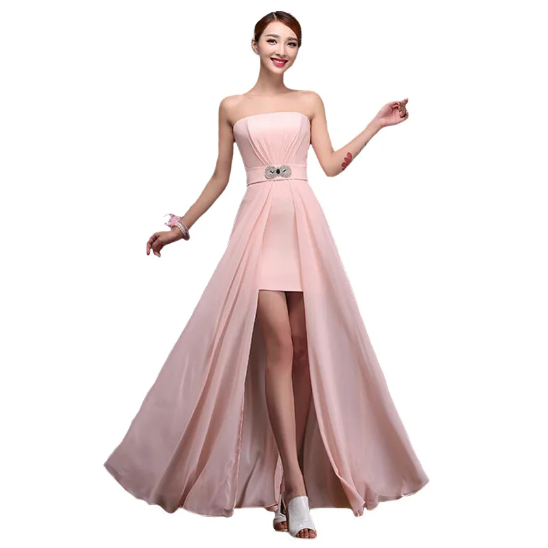 

Long Bridesmaid Dresses 2016 Elegant Moderator Vestido De Festa Longo Slim Strapless Wedding Party Dress Hot BV06