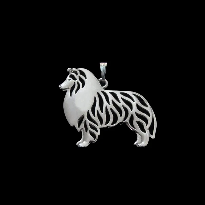 Women Standing Shetland Sheepdog Pendants Lovers Pet Metal Pendants